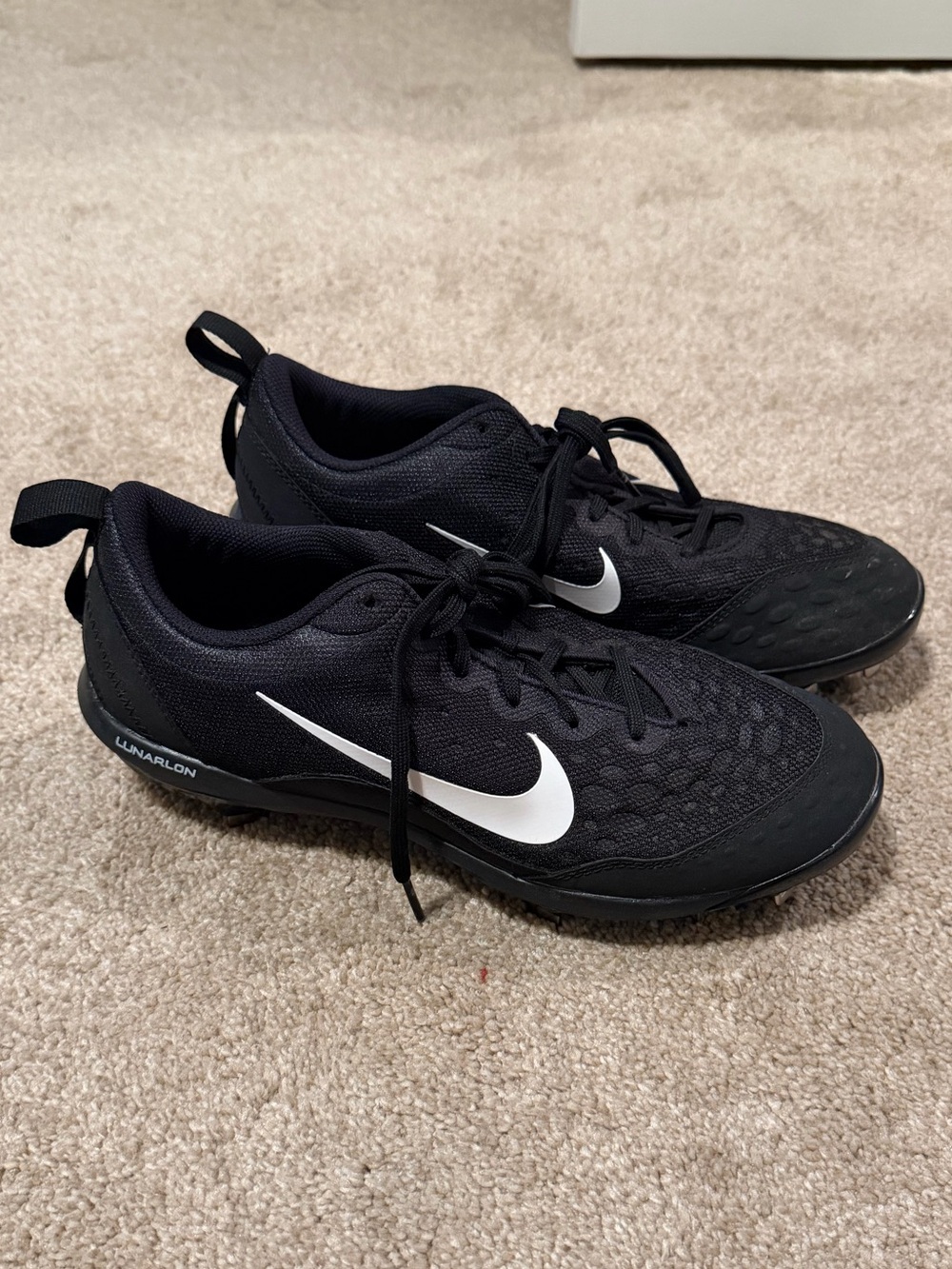 Nike Black Metal Spike Cleats with White Swoosh